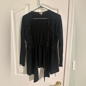 Black cardigan with lace design